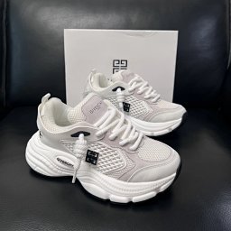 Givenchy White Mesh Leather Chunky Sneakers 4G Logo