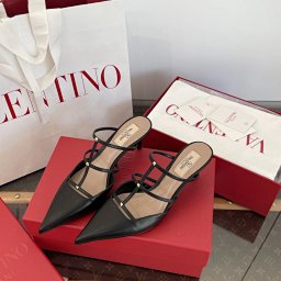 Valentino Black Mesh Patent Pointed-Toe Heels